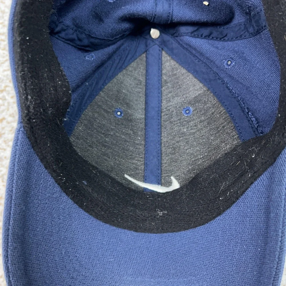 Nike Hat Cap Fitted‎ Mens One Size Blue Twill Swoosh Logo Casual Sports Gray Tag